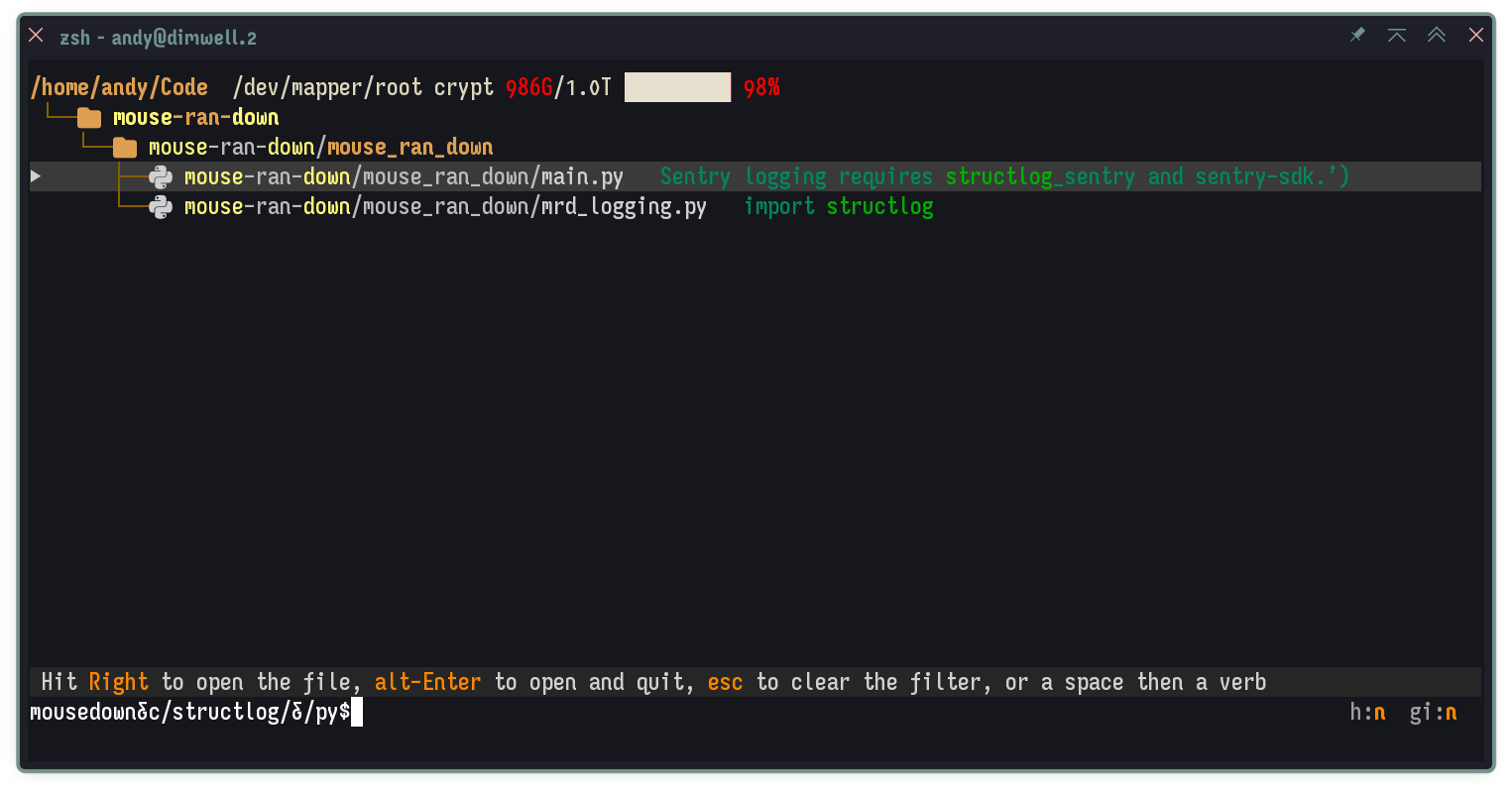 A fuzzy filter, content filter, and regex filter walk into a shell…